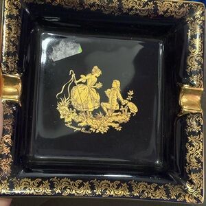 Elegant Black and Gold Decorative Tray